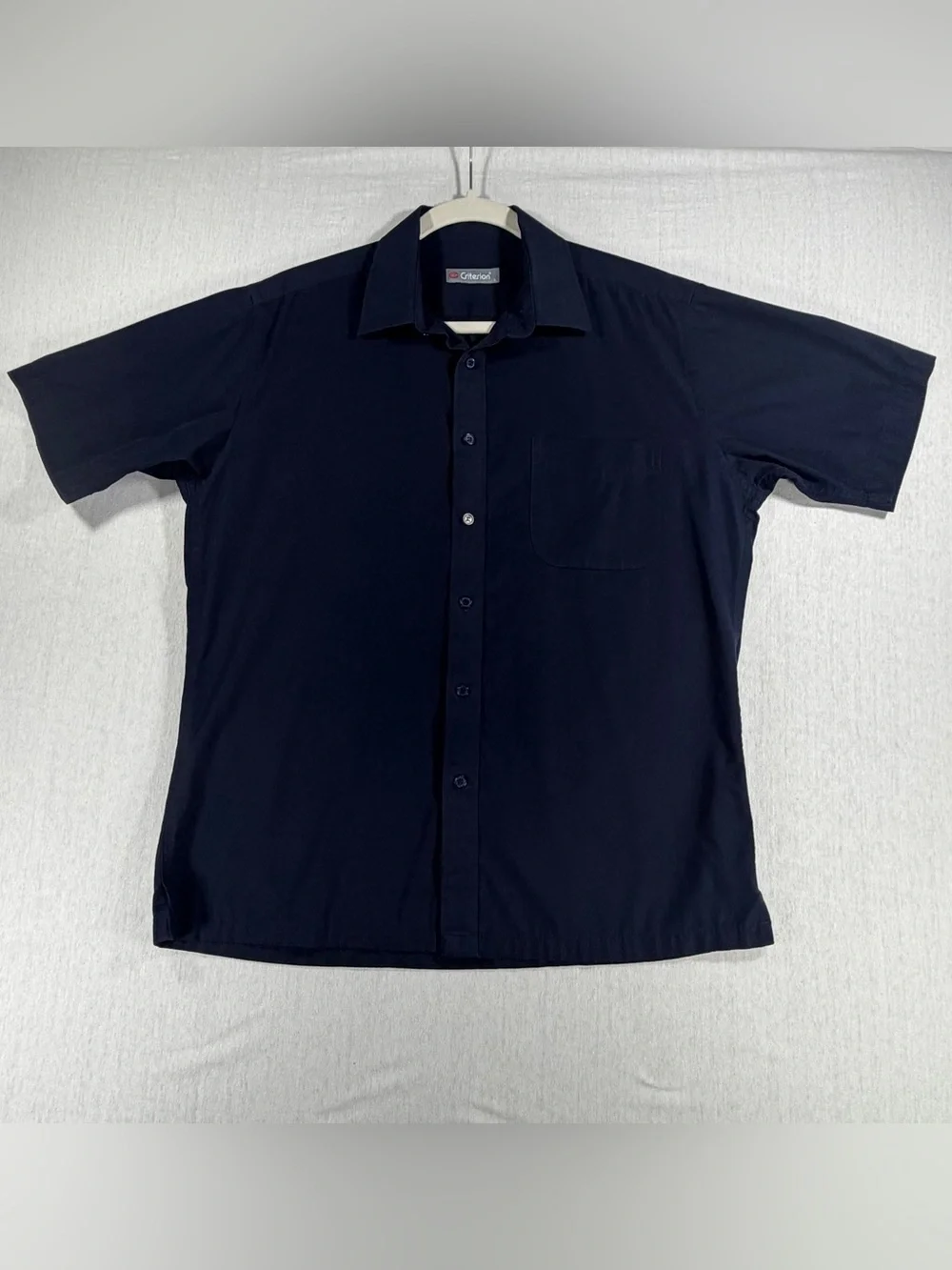 Men's Short-Sleeve Navy Button-Down Shirt
